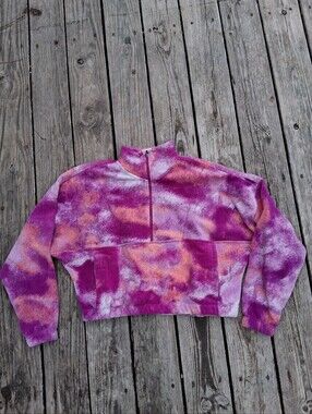 Nike Tie-Dye Quarter-Zip Fleece Cropped Pullover Small